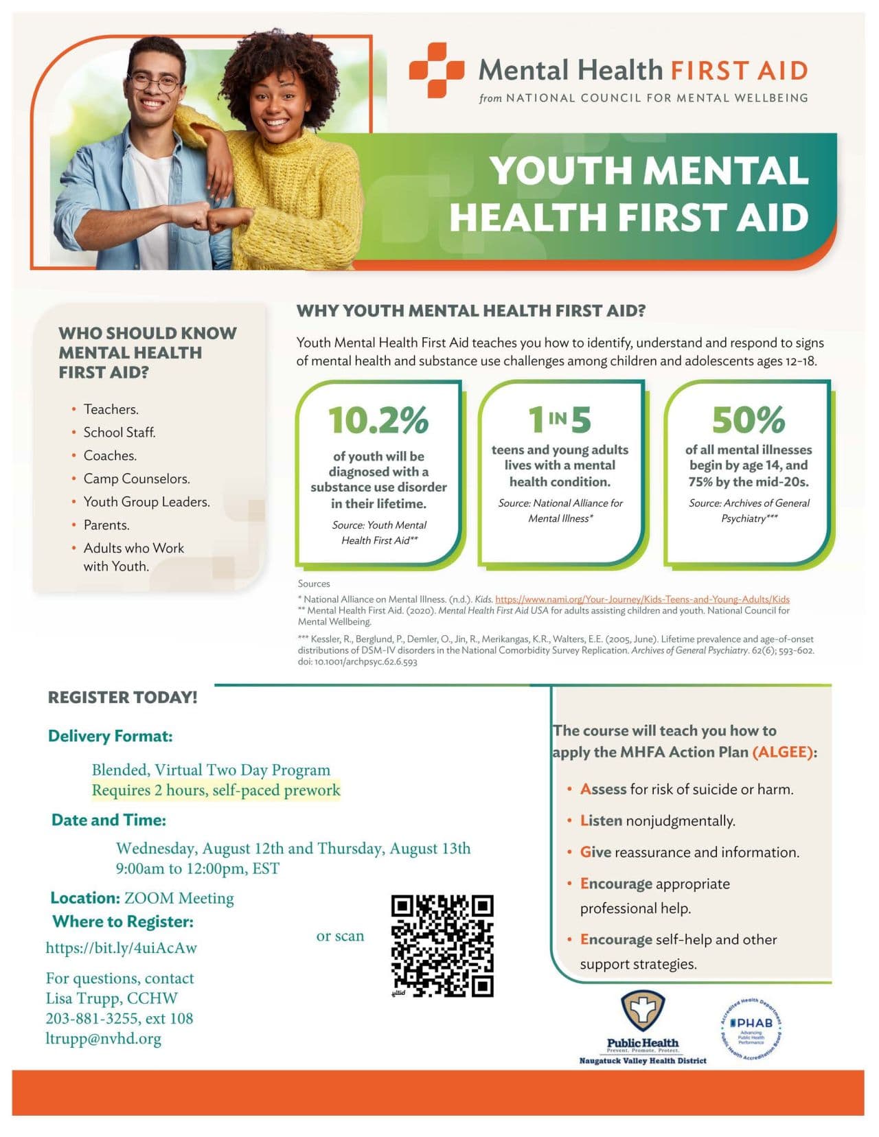 Youth Mental Health First Aid flyer image