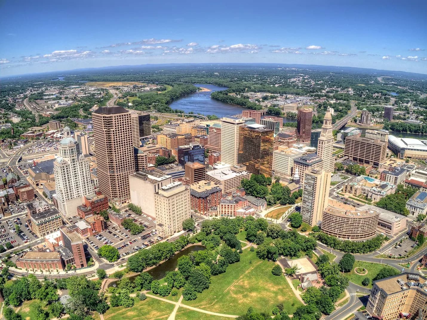 An aerial photo of Hartford Connecticut.